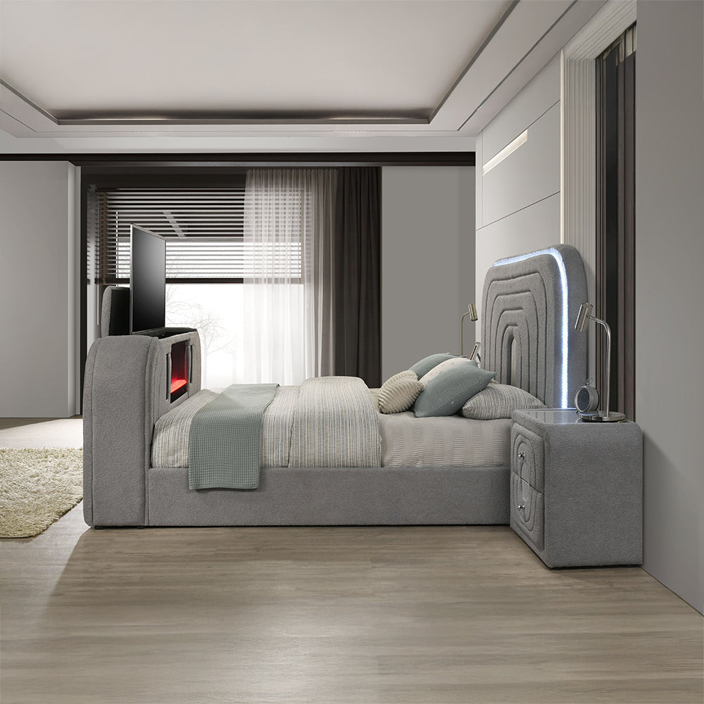 Shelyn Gray/Chrome Queen Bed - Ornate Home