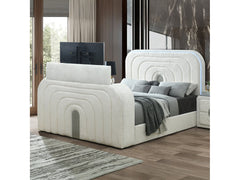 Shelyn White/Chrome Eastern King Bed - Ornate Home