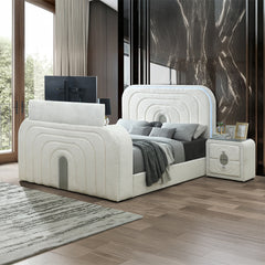 Shelyn White/Chrome Eastern King Bed - Ornate Home