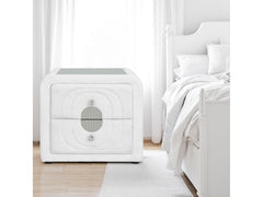 Shelyn White/Chrome Nightstand - Ornate Home
