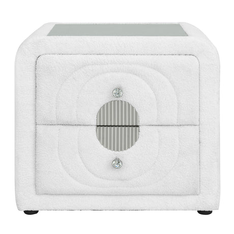 Shelyn White/Chrome Nightstand - Ornate Home