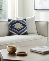 Shepardsville Navy Kilim Geometric Throw Pillow - Ornate Home