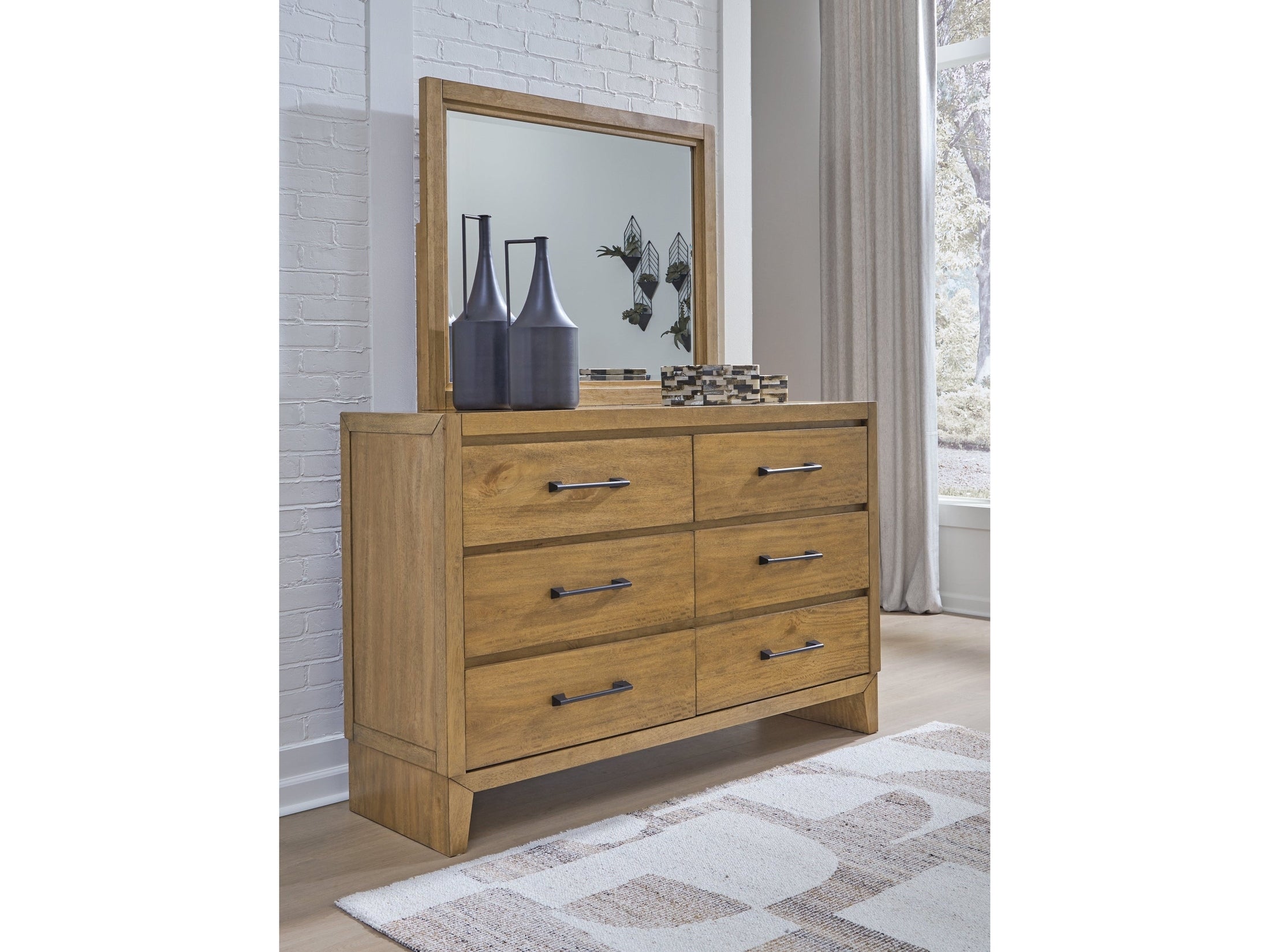 Ashley Furniture Sherbana Light Brown Dresser & Mirror