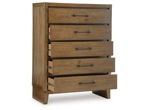 Sherbana Light Brown Five Drawer Chest - Ornate Home