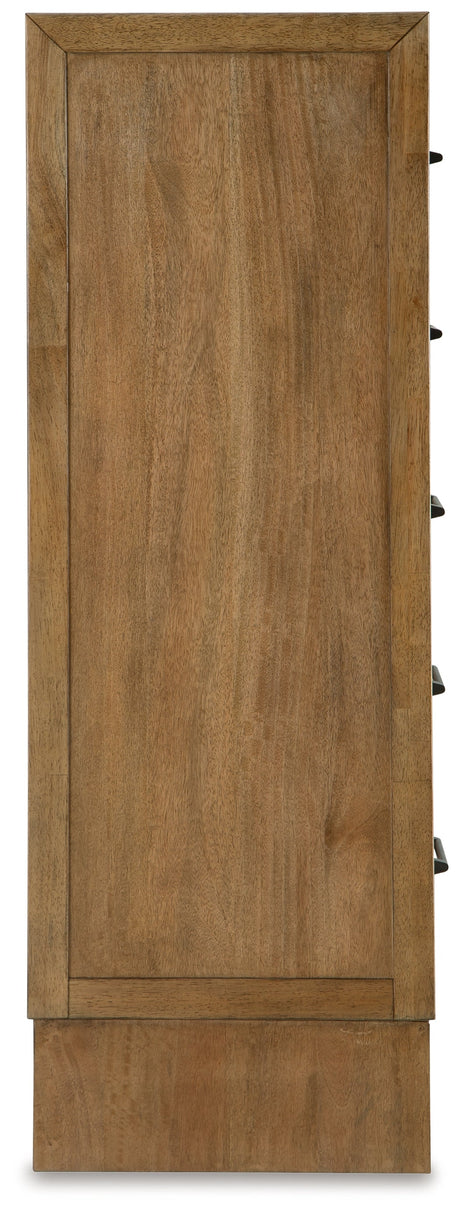 Sherbana Light Brown Five Drawer Chest - Ornate Home