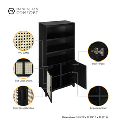 Sheridan 4-Piece Set: Bookcase, TV Stand, Sideboard, End Table in Black - Ornate Home