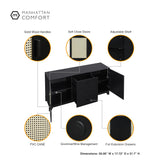 Sheridan 4-Piece Set: Bookcase, TV Stand, Sideboard, End Table in Black - Ornate Home