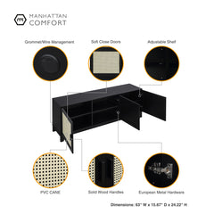 Sheridan 4-Piece Set: Bookcase, TV Stand, Sideboard, End Table in Black - Ornate Home