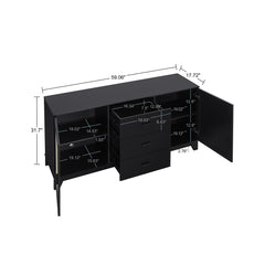 Sheridan 4-Piece Set: Bookcase, TV Stand, Sideboard, End Table in Black - Ornate Home