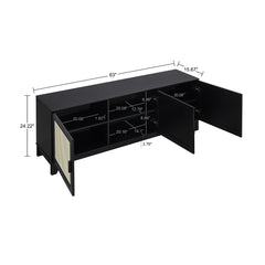 Sheridan 4-Piece Set: Bookcase, TV Stand, Sideboard, End Table in Black - Ornate Home