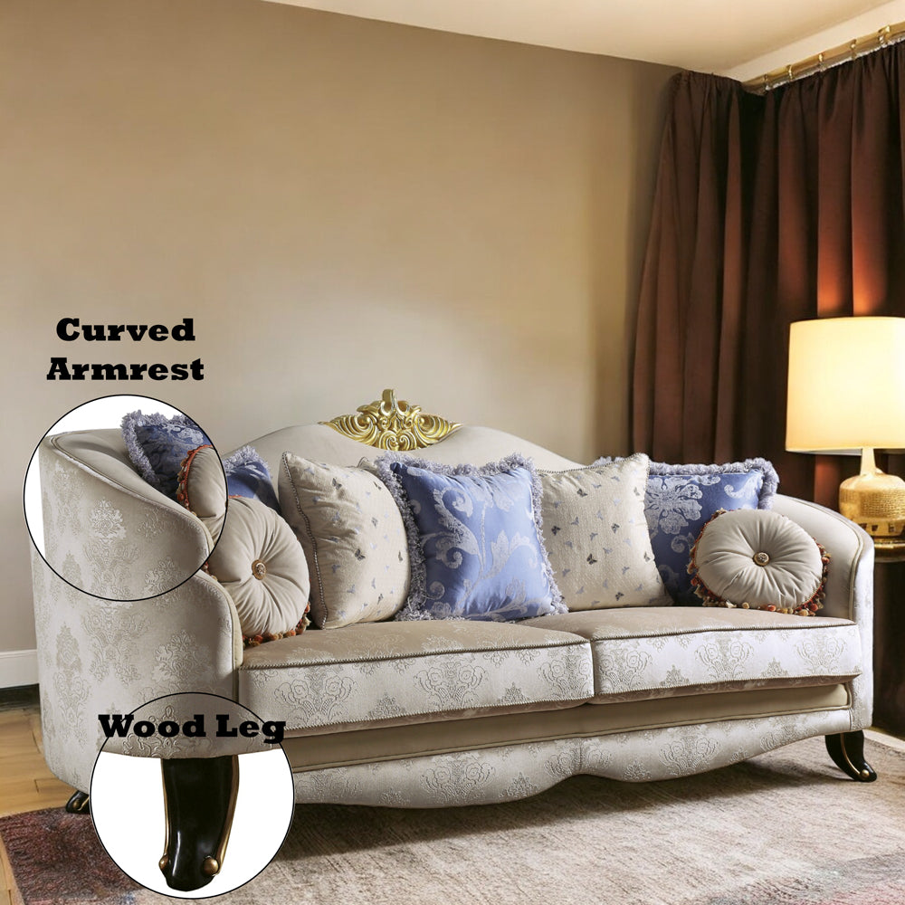 Sheridan Cream Fabric Sofa w/7 Pillows - Ornate Home