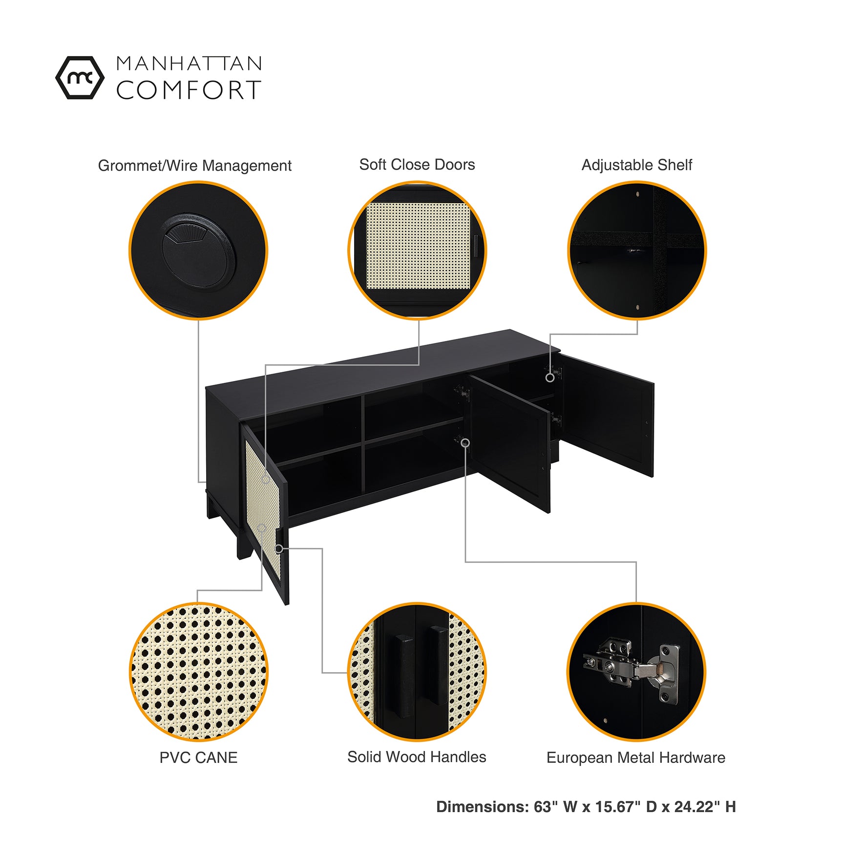 Sheridan TV Stand in Black - Ornate Home