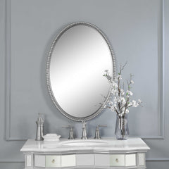 Sherise Brushed Nickel Oval Mirror - Ornate Home