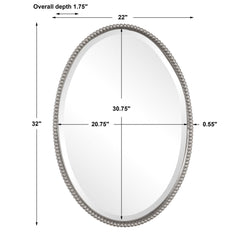 Sherise Brushed Nickel Oval Mirror - Ornate Home