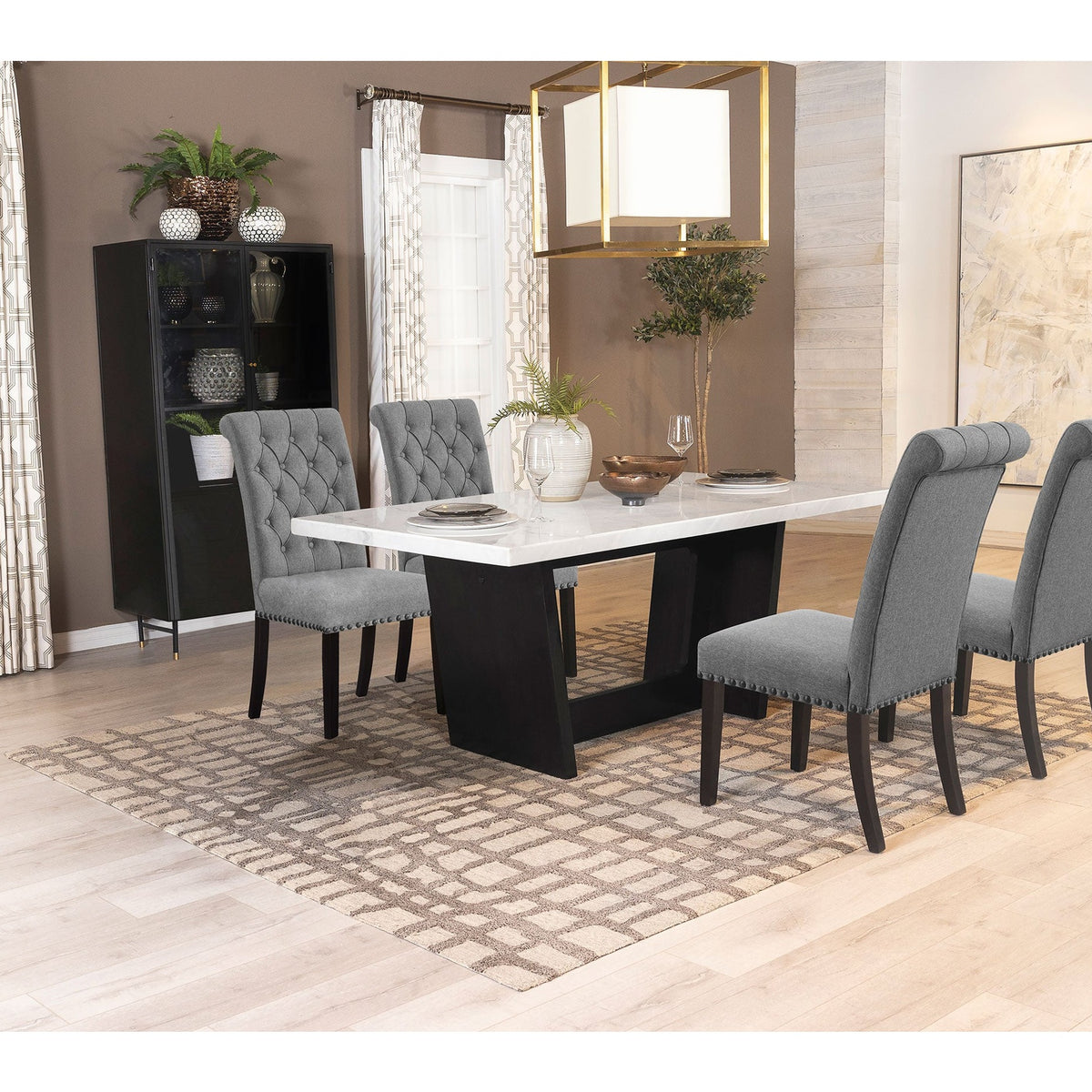 Coaster Sherry Grey 5-piece Rectangular Marble Top Dining Table Set ...