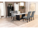 Sherry Grey 5-piece Rectangular Marble Top Dining Table Set - Ornate Home