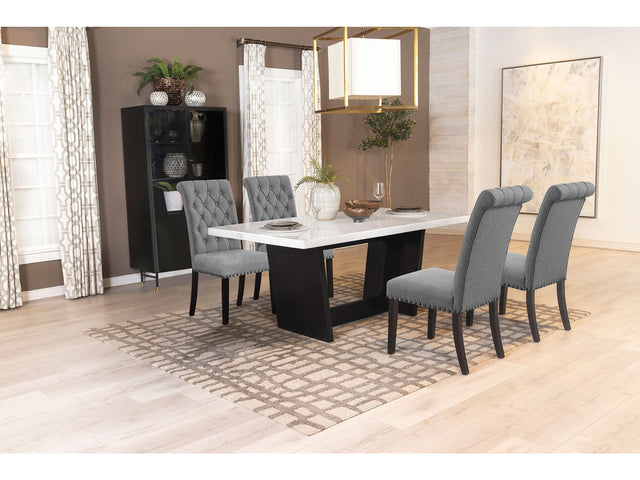 Sherry Grey 5-piece Rectangular Marble Top Dining Table Set - Ornate Home