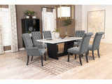 Sherry Grey 7-piece Rectangular Marble Top Dining Table Set - Ornate Home