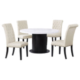 Sherry Rustic Espresso/Beige 5-piece Round Marble Top Dining Table Set - Ornate Home