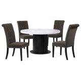 Sherry Rustic Espresso/Brown 5-piece Round Marble Top Dining Table Set - Ornate Home