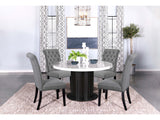 Sherry Rustic Espresso/Grey 5-piece Round Marble Top Dining Table Set - Ornate Home