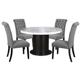 Sherry Rustic Espresso/Grey 5-piece Round Marble Top Dining Table Set - Ornate Home
