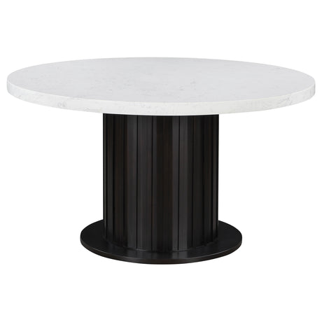 Sherry Rustic Espresso Round 54-inch Marble Top Dining Table - Ornate Home