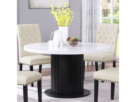 Sherry Rustic Espresso Round 54-inch Marble Top Dining Table - Ornate Home