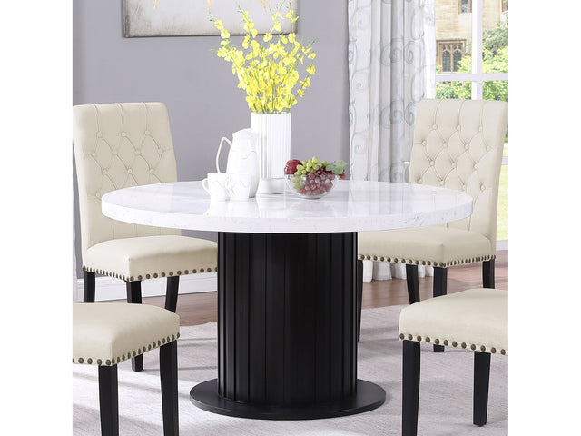 Sherry Rustic Espresso Round 54-inch Marble Top Dining Table - Ornate Home