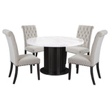Sherry Rustic Espresso/Sand 5-piece Round Marble Top Dining Table Set - Ornate Home
