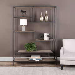 Sherwin Black/Woodtone Industrial Etagere - Ornate Home