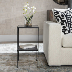Sherwood Black Square Marble Accent Table - Ornate Home