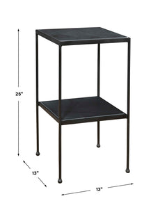 Sherwood Black Square Marble Accent Table - Ornate Home