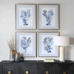 Shibori Coral Multicolor Framed Prints (Set of 4) - Ornate Home