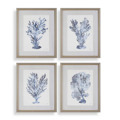 Shibori Coral Multicolor Framed Prints (Set of 4) - Ornate Home