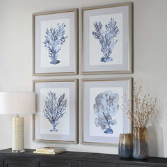 Shibori Coral Multicolor Framed Prints (Set of 4) - Ornate Home