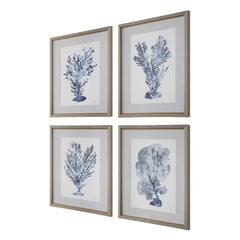 Shibori Coral Multicolor Framed Prints (Set of 4) - Ornate Home