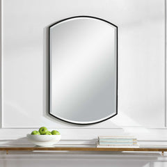 Shield Black Shaped Iron Mirror - Ornate Home