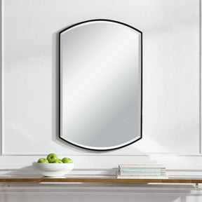 Shield Black Shaped Iron Mirror - Ornate Home
