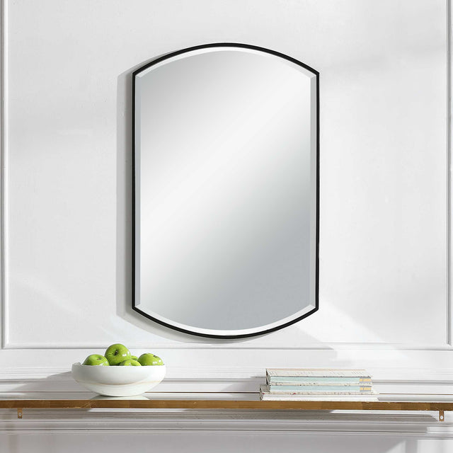Shield Black Shaped Iron Mirror - Ornate Home