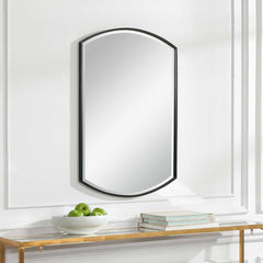 Shield Black Shaped Iron Mirror - Ornate Home