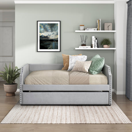 Shiloh Light Gray Daybed with Trundle - Ornate Home