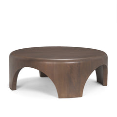 Shima Dark Brown Round Wood with Arched Legs Coffee Table - Ornate Home