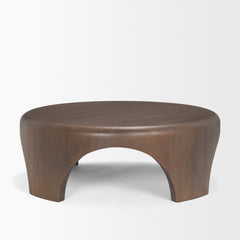 Shima Dark Brown Round Wood with Arched Legs Coffee Table - Ornate Home