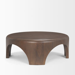 Shima Dark Brown Round Wood with Arched Legs Coffee Table - Ornate Home