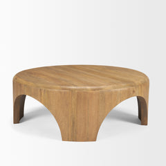 Shima Light Brown Round Wood with Arched Legs Coffee Table - Ornate Home