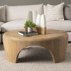 Shima Light Brown Round Wood with Arched Legs Coffee Table - Ornate Home