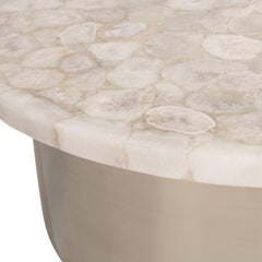 Shimla White Agate/German Silver Cocktail Table - Ornate Home