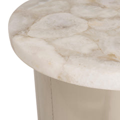 Shimla White/German Silver Side Table - Ornate Home