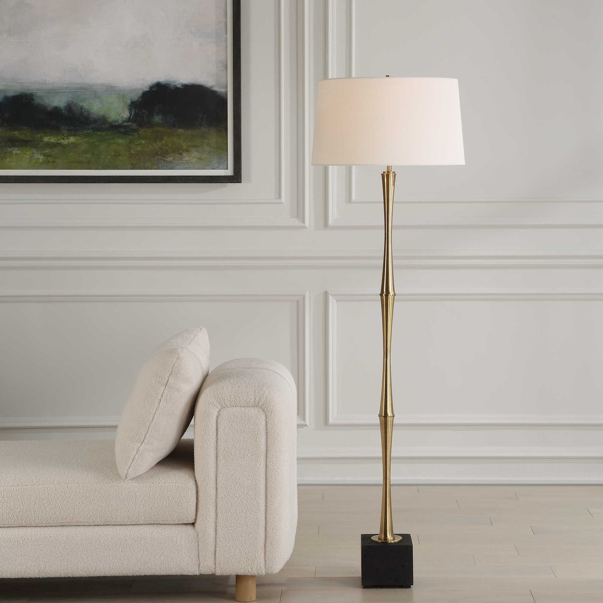Shino Antique Brass Floor Lamp - Ornate Home